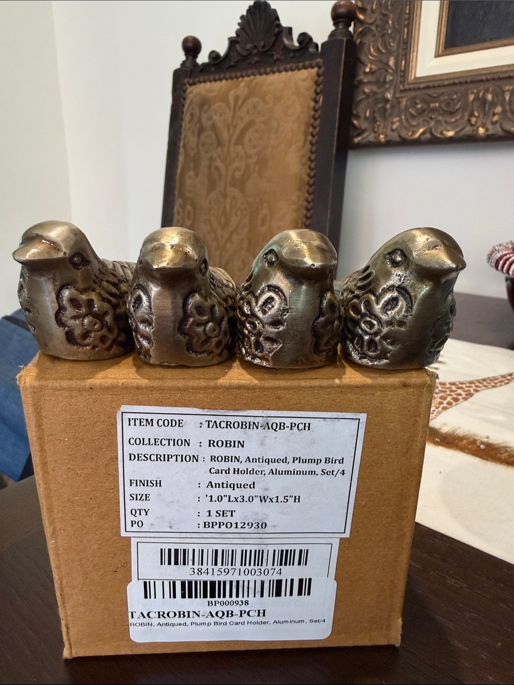 “BLUE PHEASANT” Gorgeous antiquated plump bird card holder
